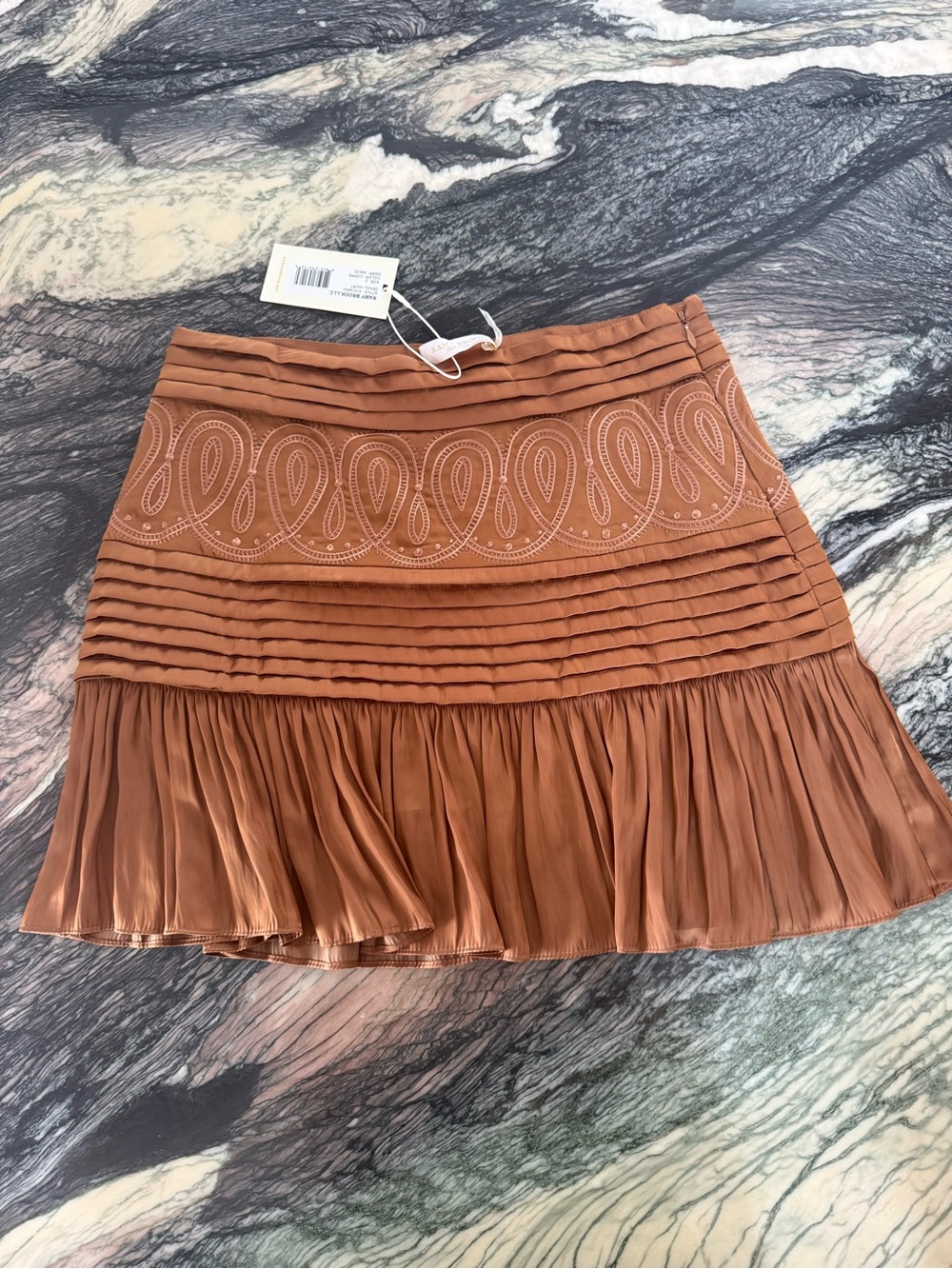 Ramy Brook Tan Embroidered Pleated Mini Skirt and Cami sold as a set - Picture 6 of 10